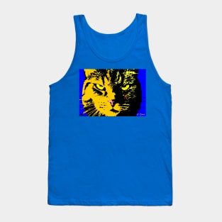 ANGRY CAT POP ART -  ORANGE YELLOW BLUE BLACK Tank Top